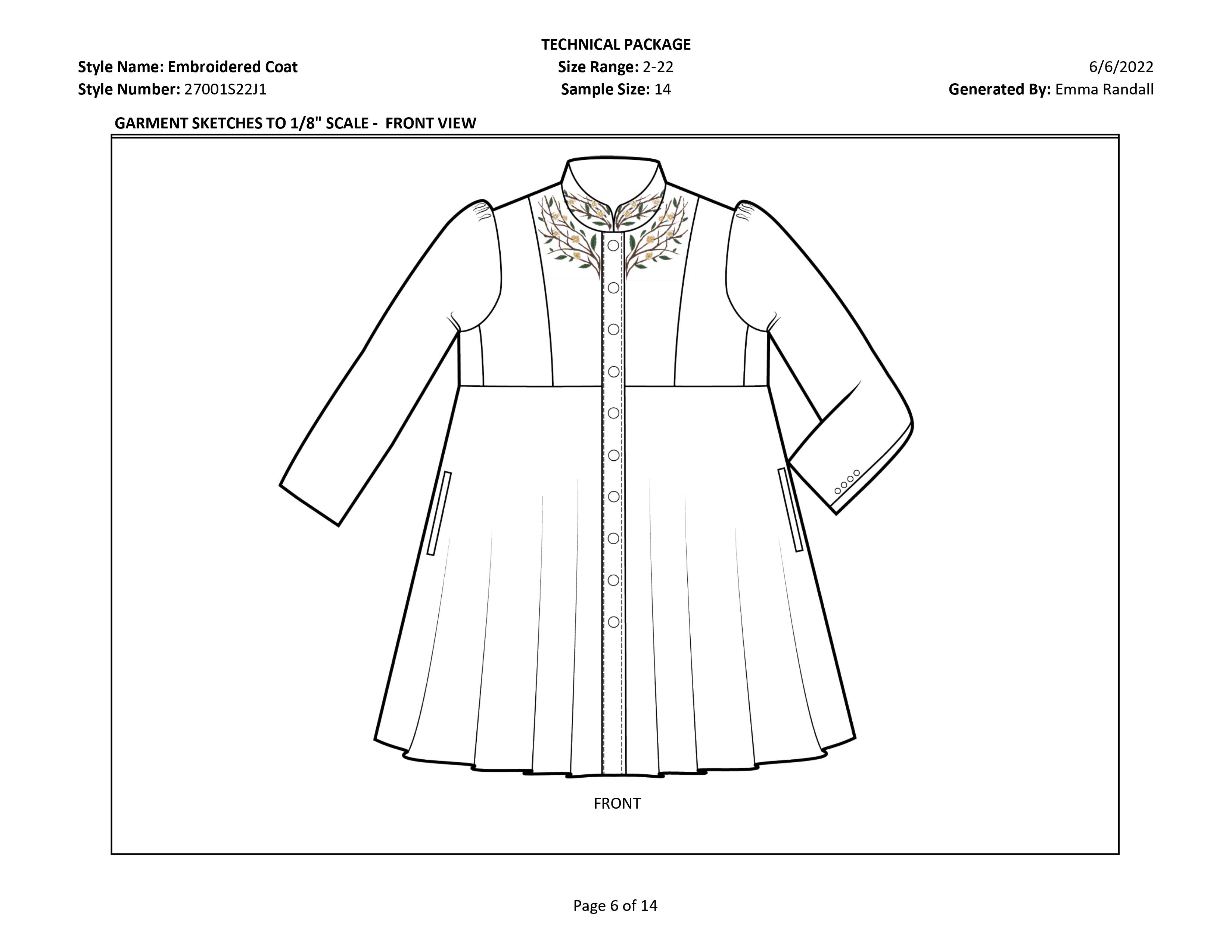 Embroidered Coat tech pack page 6