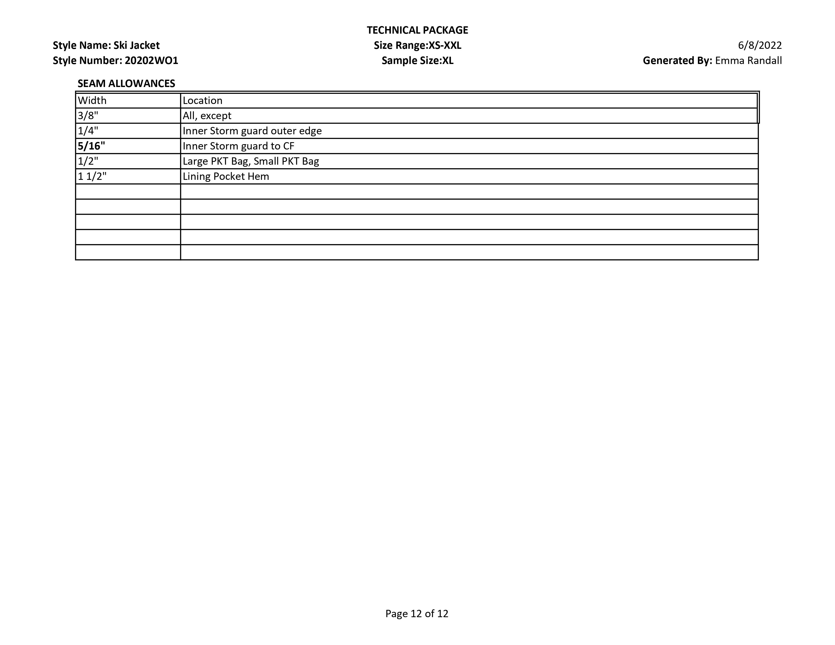 Ski Jacket tech pack page 12